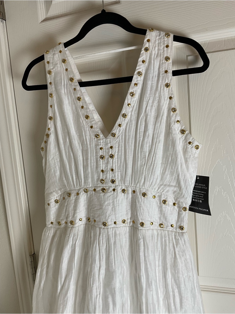 Crystal Grommet Trim Sheen Gauze Maxi Dress size Small - Picture 4 of 11